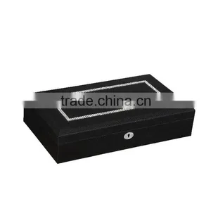 Chinese Factories Wholesale Custom PU 12 Slot Watches Boxes, Leather Black Fashion Beautiful Display Box thumbnail-4