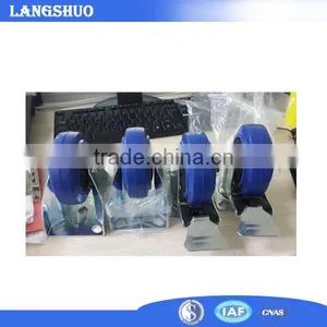 Qing Dao Lang Shuo Cheap Rubber Casters 4 Inch Locking Caster Wheels thumbnail-1