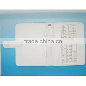 USB Keyboard Smart Cover Leather Case Bag Stylus Pen for 8" Tablet PC MID WHITE thumbnail-1