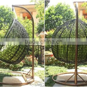 Water Drop Shape White Synthetic Rattan Outdoor Lover Seat Swing Chair thumbnail-4