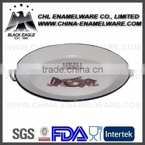 Flower Decal Wholesale Enamel Steel Round Tray thumbnail-6