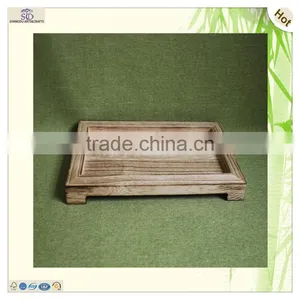 Unique Glass Decorative Wood Serving Feet Table Tray thumbnail-1