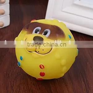CY190 Various Colours Lovely Face Molar Dog Ball With Squeaker Sound Puppy Pet Dogs Chew Toy thumbnail-6