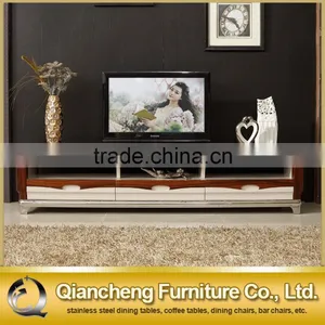 Fashion Wooden Led tv Stand Furniture With Showcase Marble Top thumbnail-2