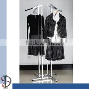 4-ways Garment Display Stand With Sloping Arm Rack thumbnail-1