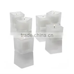 Tealight Frosted Glass Cup/Jar Half Clear Votive Candle Holder/Candlestick thumbnail-1