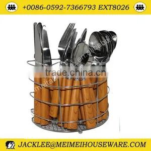 Plastic Handle 24pcs Flatware Set With Wire Stand thumbnail-1