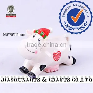Cute Christmas Love Heart Cow Ceramic Zoo Animal Decorations thumbnail-1