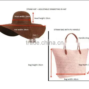 New Style Summer Women Paper Straw Shoulder Bag and Hat Set thumbnail-2