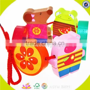 Wholesale Wooden Happy Threading Toy for Kids, Beautiful DIY Wooden Multitype Blocks Threading Toy for Children W11E041 thumbnail-2