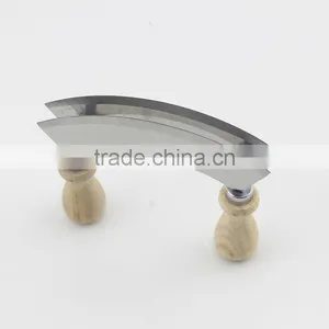 Wooden Handle Stainless Steel Double Blade Cheese Cutter Mincing Knife Mezzaluna Chopper thumbnail-5