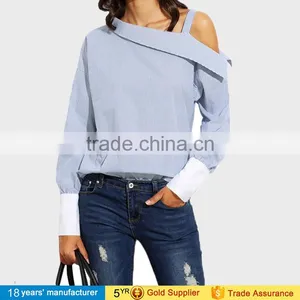 2017 Latest Women Blouse Tops Sample Long Sleeve Ruffle Collar High Neck Cotton Sarees Blouse Designs Patterns Picture thumbnail-1