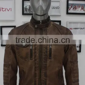 ALIKE Cheap pu Jacket for Men Outdoor Jacket Dirty Dye Leather Jacket thumbnail-1