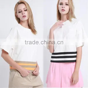 New Fashionable High Quality Comfortable With Stripe Split Ladies Linen Fabric Blouse thumbnail-2