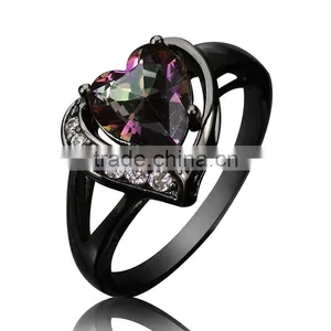 Cheap Wholesale S925 Silver Heart Design Opal Couple Ring for Valentine's Day thumbnail-2