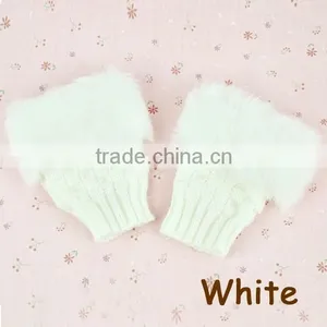 Gloves Arm Warmer Fingerless Gloves-Knitted Rabbit Fur Lined Leather Gloves 8226 thumbnail-5