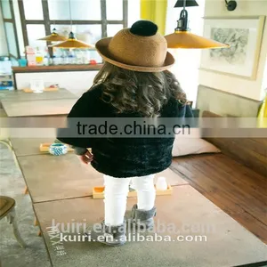 Girls Winter Coats Kids Faux Fur Jackets Children Outerwear Fashion Brand O-Neck Flower Decoration Clothing New 2016 thumbnail-1