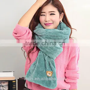 Women Scarf Imiation Fur Plush Neckerchief Girl Shawl Winter Warm Scarves Female Shawl Scarf Lovely Bear Neck Warmer thumbnail-1