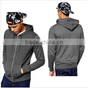 65% Cotton 35% Polyester Custom Heather Grey Plain Zip Hoodies Men thumbnail-1