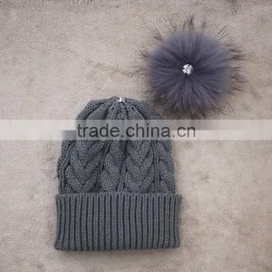 Myfur Big Fur Pom Beanie Warm Winter Knitted Hat Fur Knitted Hats thumbnail-5