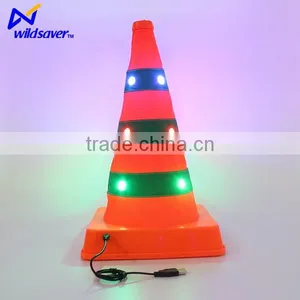 Led USB Rechargeable Waterproof Collapsible Traffic Cone thumbnail-2