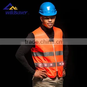 100% Polyester 3m Reflective LED Yellow Green Flashing Led Safety Vest thumbnail-3