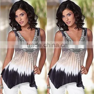 2017 Manufacturers Selling in Europe and the Printed Women's Sexy V-neck Sleeveless T-shirt thumbnail-1