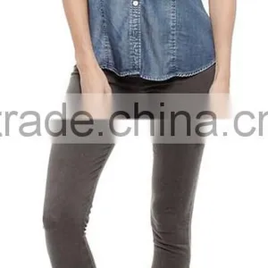 2015 Fitted Button Down Girl's Fashion Jeans Shirt OEM Service Wholesale New Luxury Casual Shirt Slim Fit Stylish Dress Shirts thumbnail-1