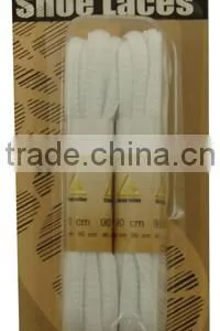 White Flat Polyester Shoe Laces With Aglets thumbnail-1