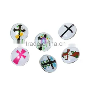 18mm Resin Fit Snap Button Bracelets Round Silver Tone At Random Cross Pattern , Knob Size: 5.5mm thumbnail-1