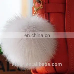 Handmade Colorful Faux Fur Pom Pom Keychain thumbnail-4