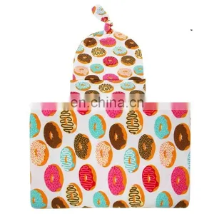 Newborn Infant Baby Cotton Floral Swaddle Blanket Hat With Receiving Blankets Set thumbnail-3