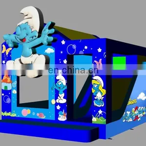 2017 Hot Smurfs Theme Inflatable Combo Jumper With Slide for Adults and Children thumbnail-1