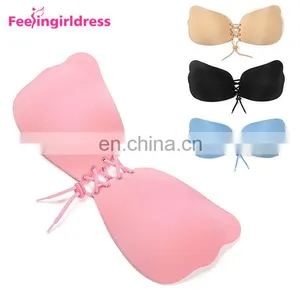 Hot Sale 4 Color Cloth Backless Strapless Invisible Push Up Magic Bra thumbnail-4