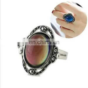 Ally Express Cheap Wholesale Antique Silver Changing Color Mood Stone Ring thumbnail-1