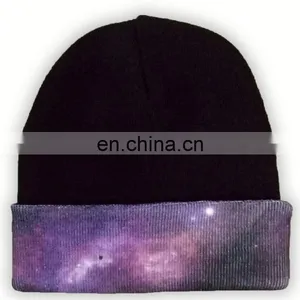 Custom Made Your Own Logo Embroidery Knit Beanie With Leather Patch Mens 100% Acrylic Unisex Beanies thumbnail-6