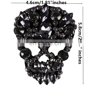 Fashion Beading Gray Rhinestones Skull Patches Badge for Jewelry Brooch thumbnail-4