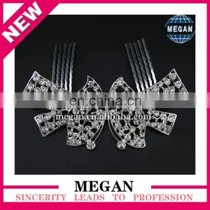 Silver Rhinestone Tiara Comb Headdress Butterfly Crown Hair Comb thumbnail-4