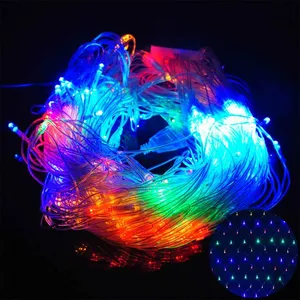 1.5M x 1.5M 96LEDs Net Light 220V / 110V Holiday Fairy Curtain String Light for Outdoor Home Christmas Decoration thumbnail-3