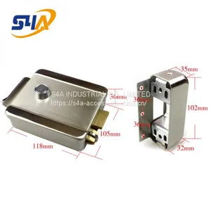 Nickel Plating Access Control Mechanical Combination Electric Rim Door Lock With Double Cylinder thumbnail-2