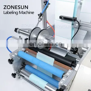 ZONESUN TB-190 Wine Double Side Sticker Round Water Semi Automatic Digital Bottle Labeling Machine For Plastic Bottle thumbnail-4