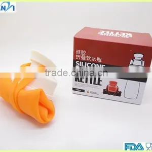 Latest Design Orange BPA Free Non-Toxic Foldable Silicone Collapsible Water Bottle thumbnail-1