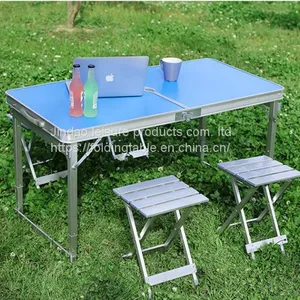 Outdoor Lightweight Portable Camping Aluminum Picnic Table Chairs Set thumbnail-1