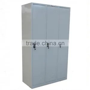Easy Assemble Knock Down Metal 3 Door Single Tier Full Length Lockers thumbnail-1