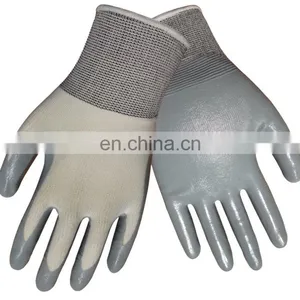 White Nylon Blue Nitrile Coated Work Gloves Cheap thumbnail-1