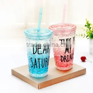 Ice Tumbler Insulated Double Wall Plastic Tumbler Double Wall Plastic Tumbler With Ice Cube thumbnail-2