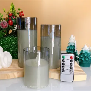Wholesale Hot Selling Simulation Flame Transparent Candle Set Electroplated Clear Glass LED Candle With Remote Control thumbnail-4