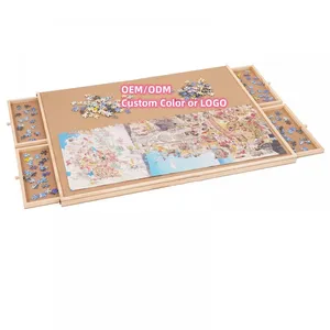 Wooden Jigsaw Puzzle Board Folding Table With Light With Sliding 4or6 Drawers Jigsaw 1000 Piece/1500pcs Foldable Puzzle Table thumbnail-1