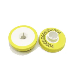 Ultra Button Round Shape Yellow Cattle Tags 30mm TPU NFC RFID Ear Tag for Goat/sleep thumbnail-3