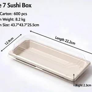 Disposable Sugarcane Pulp Sushi Tray, 10x6x2.5